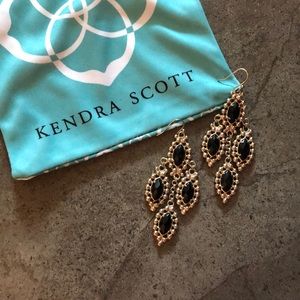 Kendra Scott Black and Gold Chandelier Earlings